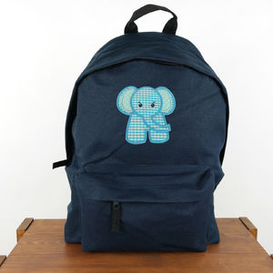 Hímzett elefántos hátizsák sötétkék